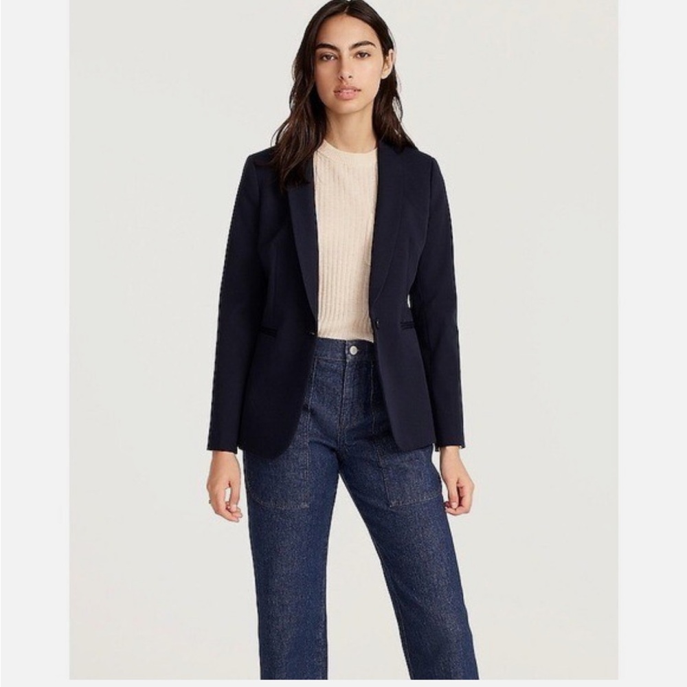 J. Crew Navy Single-Button Tailored Blazer